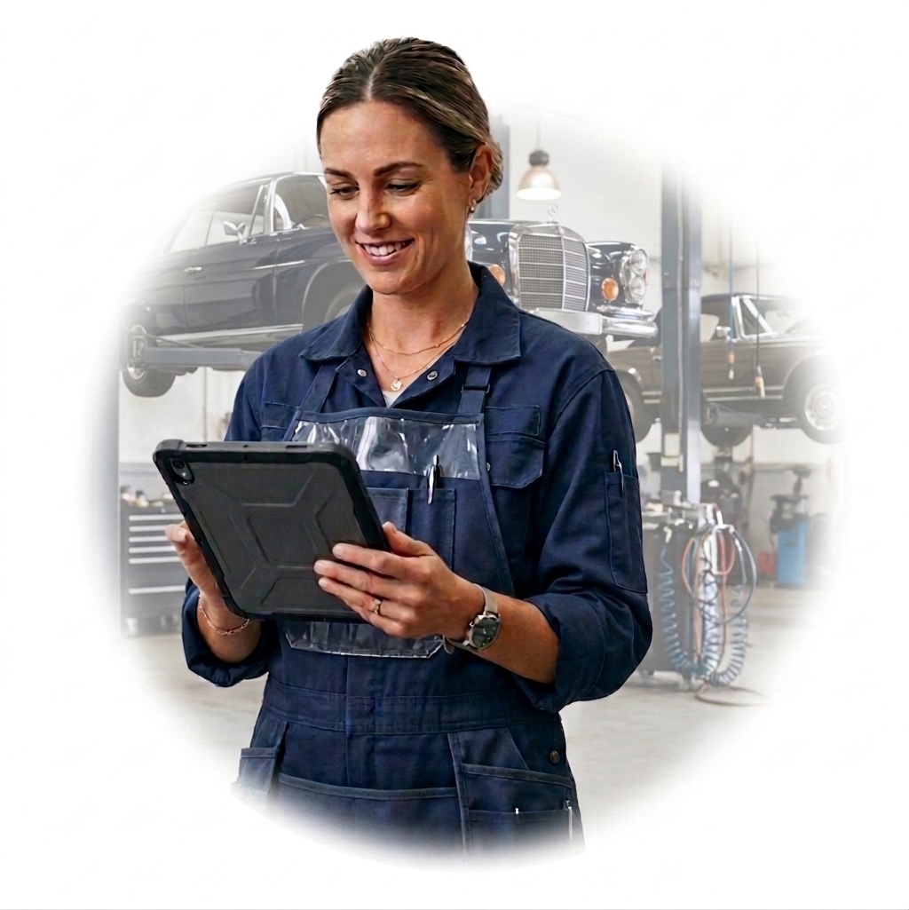 Garage inspector using Blue Checkbox on an iPad